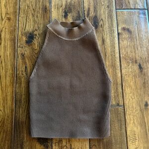 Aritzia brown corduroy, high neck tank top